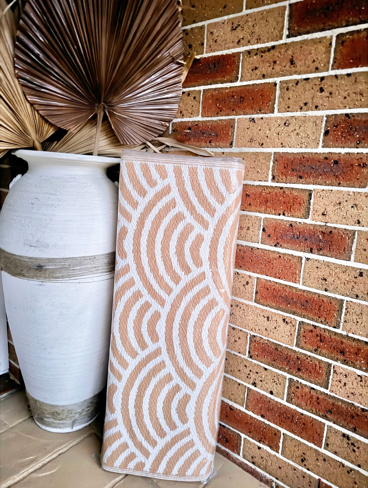 Recycled Outdoor Mat 14 Rainbow Wave ~ Small 1.8 x 1.8