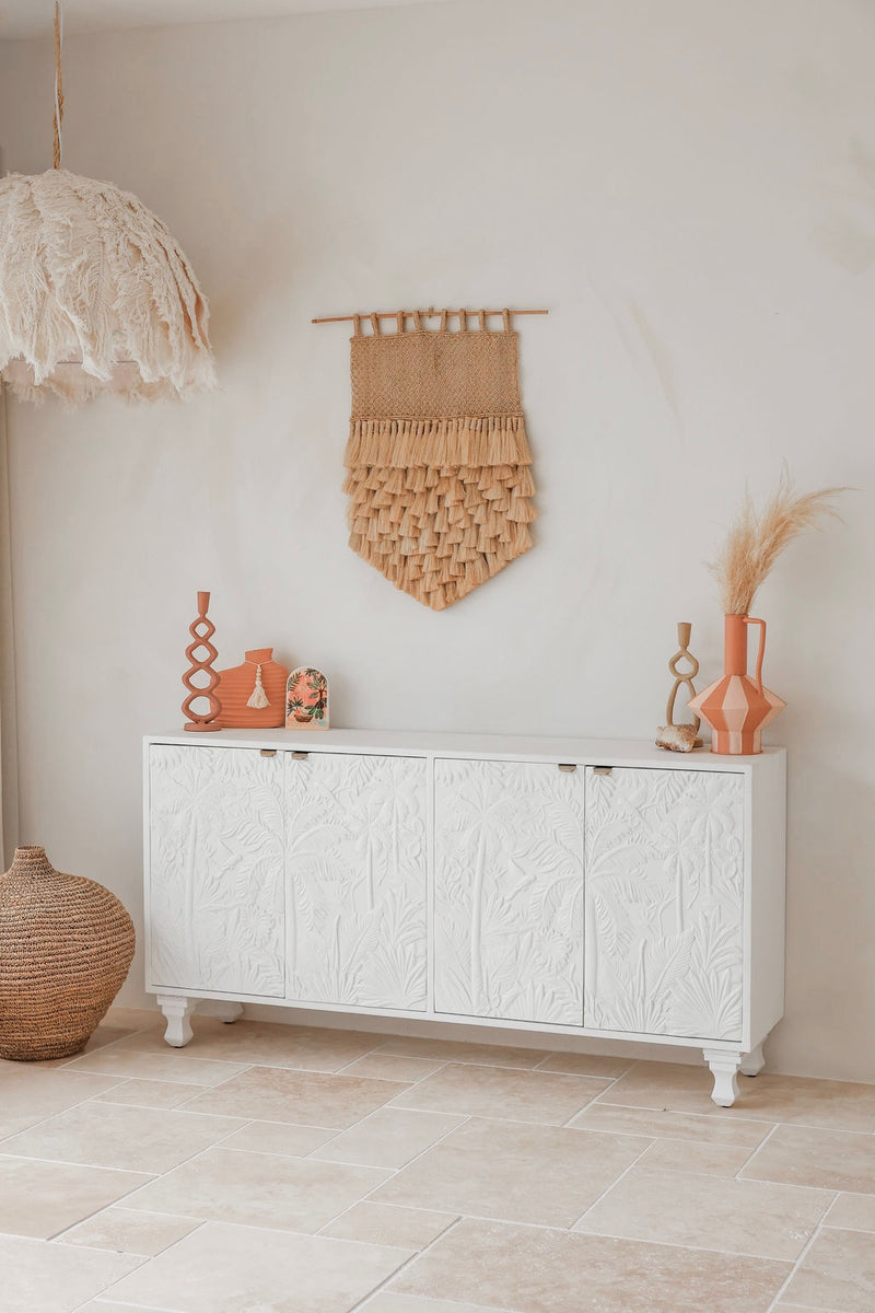 Sideboard large Carved Les Palmas  - Milk White