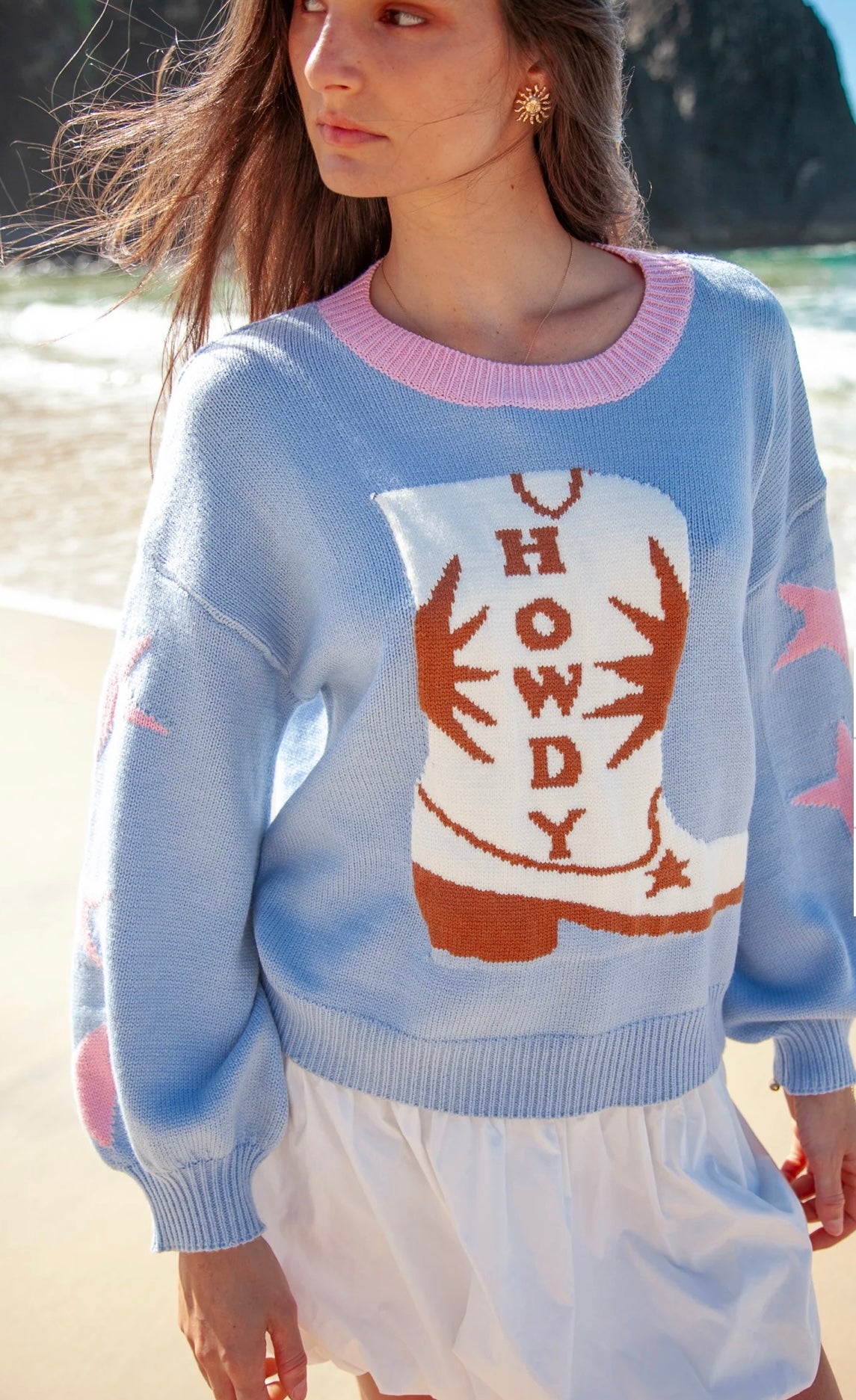 Knit Sweater - Howdy Blue