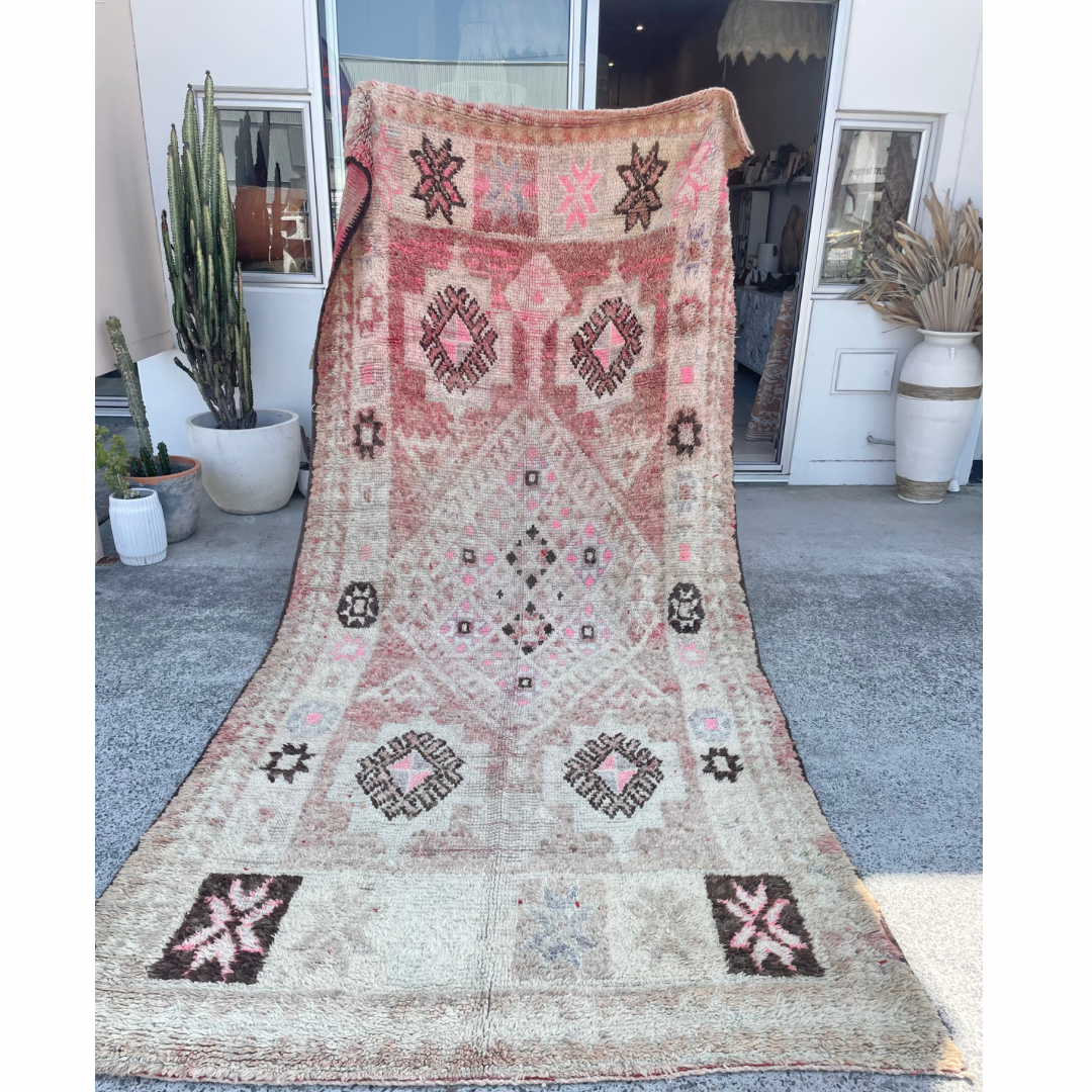 Moroccan Vintage Rug “Tigerlily” 383 x 175