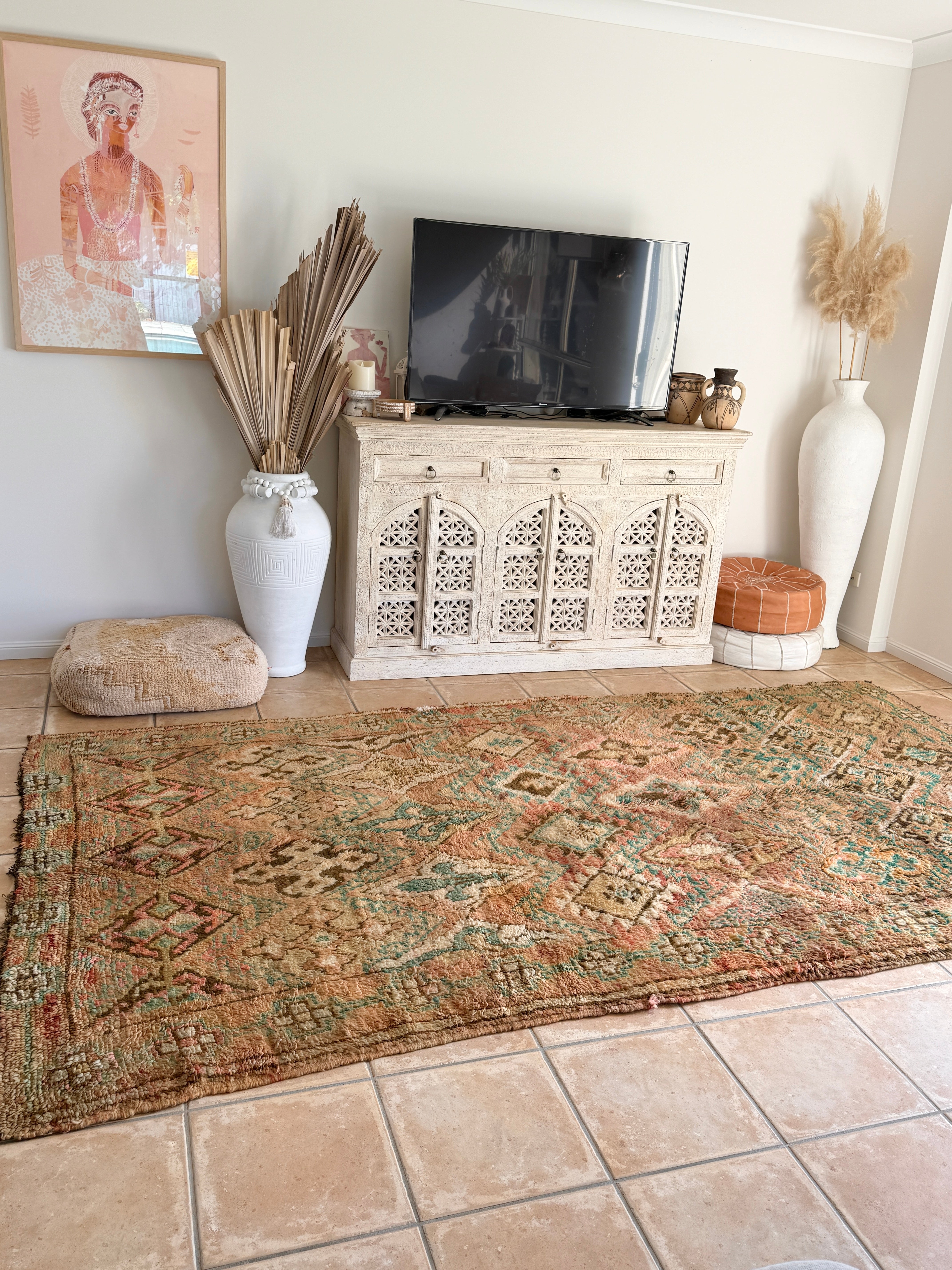 Moroccan Vintage Rug “Iskra” 324 x 180 – White Pick it Fence