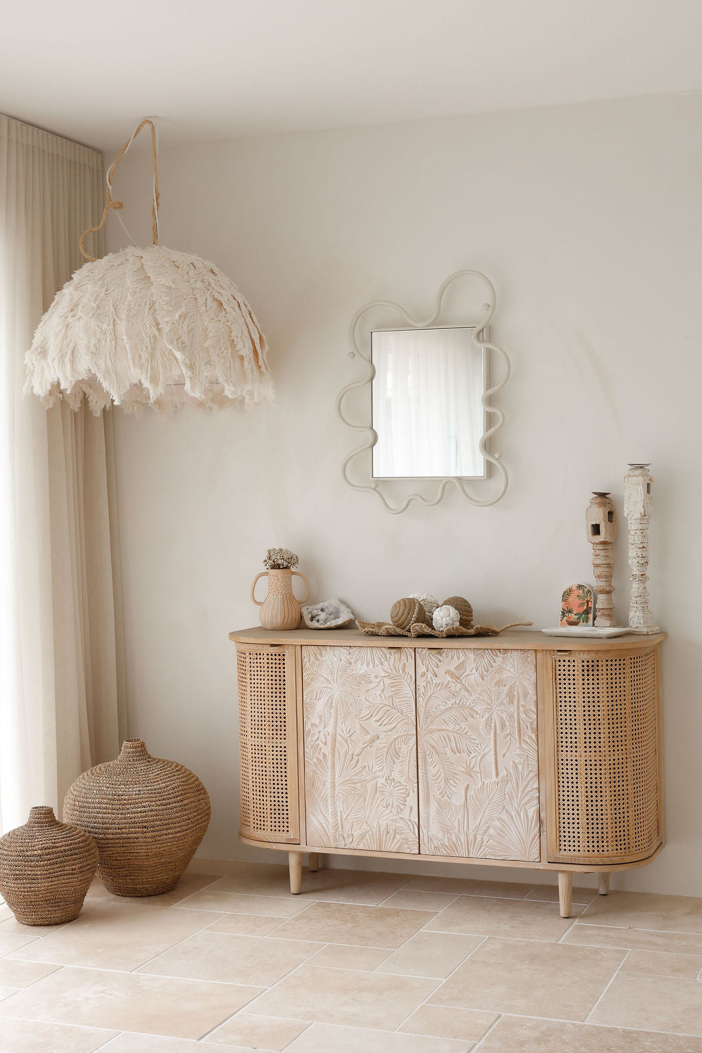 Buffet Les Palmas Carved Rattan & Wood