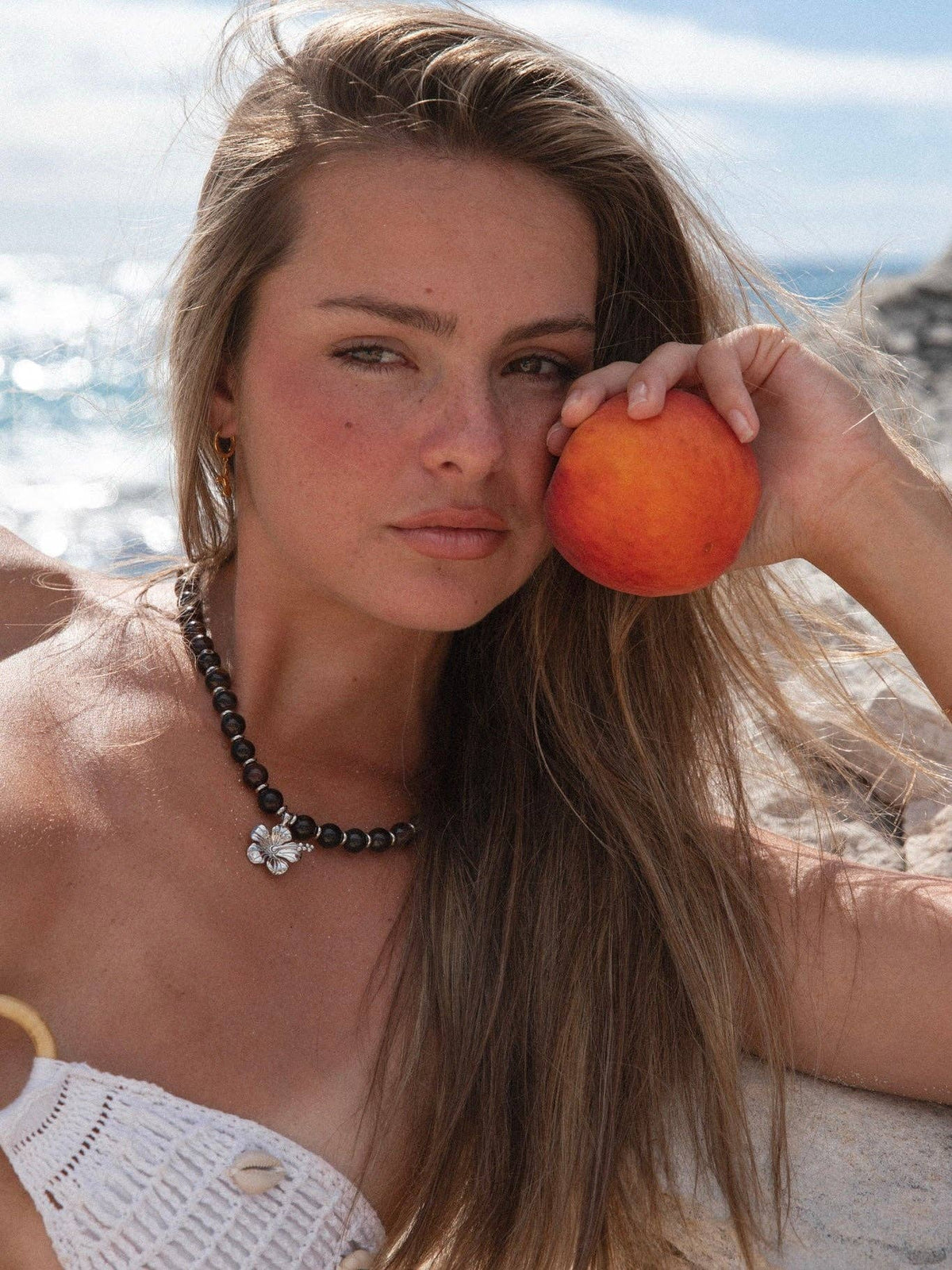Leni Beaded Necklace in Silver