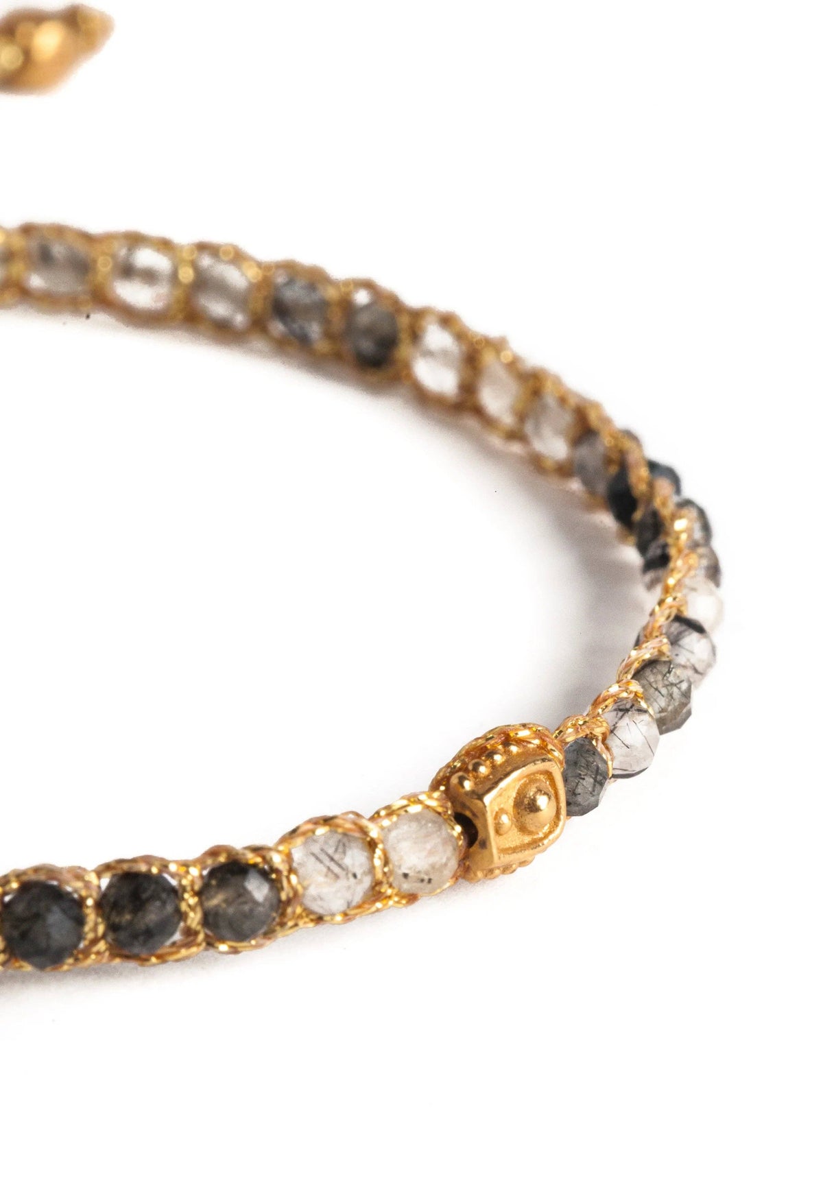 Black Rutilated Quartz Crystal Bracelet | Gold: 18K Gold