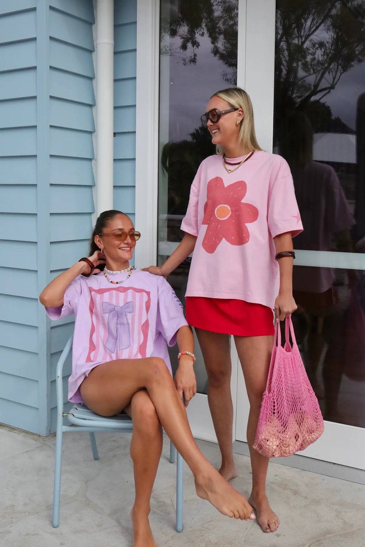 Amy Gibbs Bow & Heart Oversized Graphic Tee Shirt