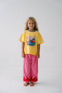 Spicy Dugong Kids Wavy Terry Pants Pink