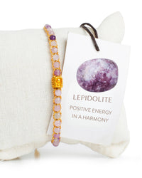 Lepidolite Crystal Bracelet | Gold: 18K Gold