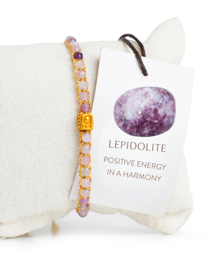 Lepidolite Crystal Bracelet | Gold: 18K Gold