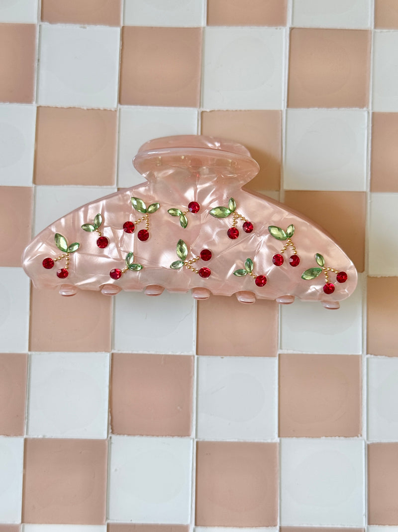 Hair Clip Claw Cherry Pink