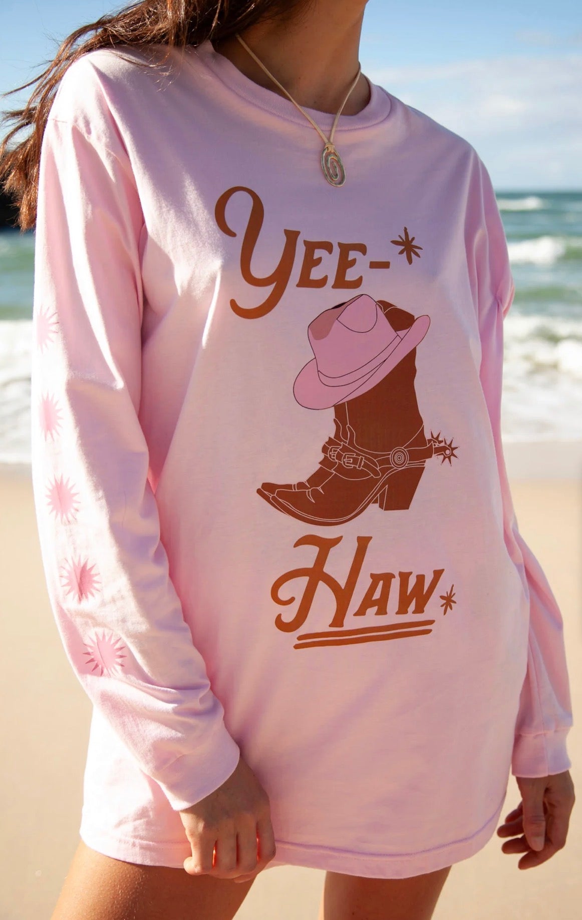 Yeehaw Long Sleeve Shirt Pink