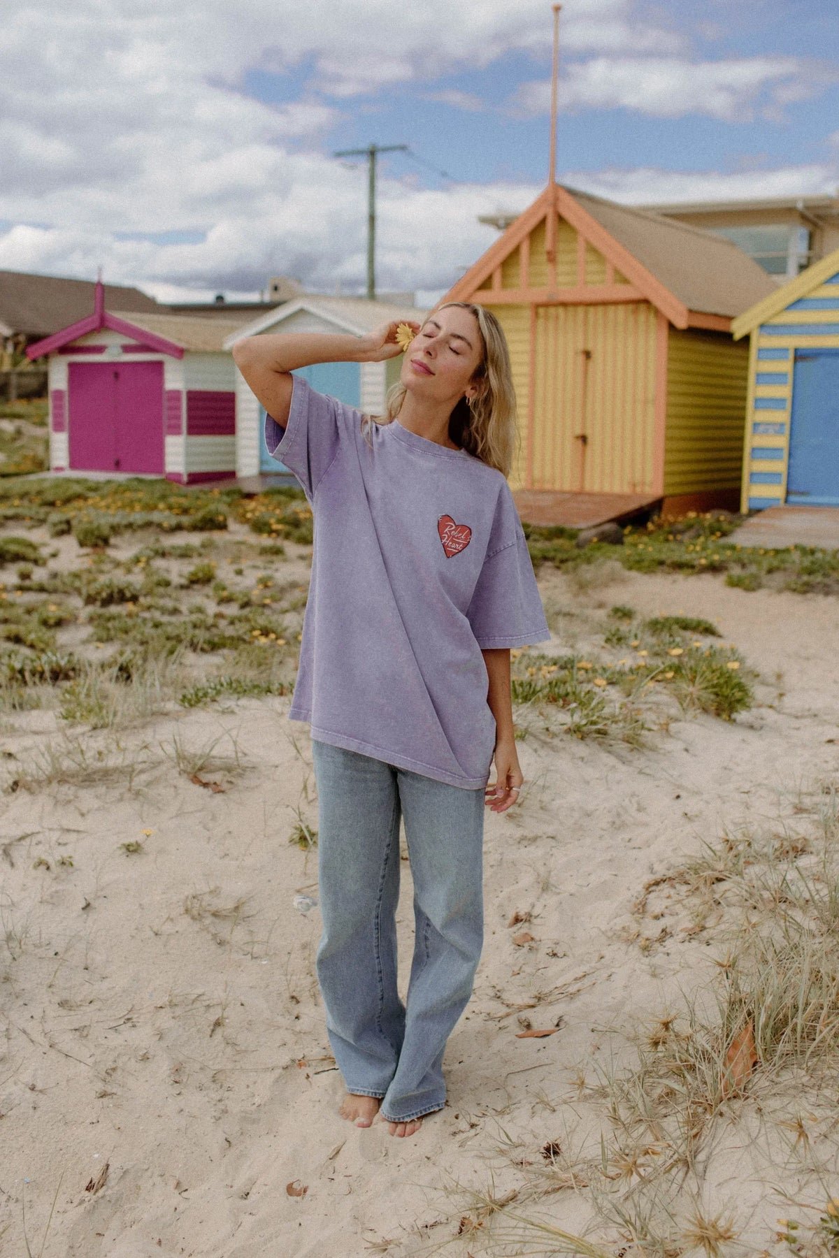 Rebel Heart Oversized Shirt Acid Wash Purple