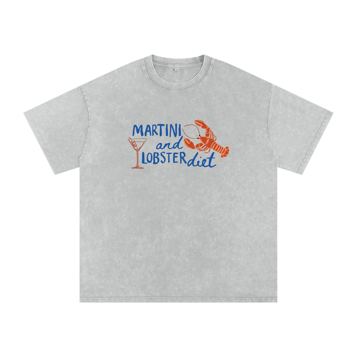 Martini and Lobster Diet Oversized Shirt Acid Grey