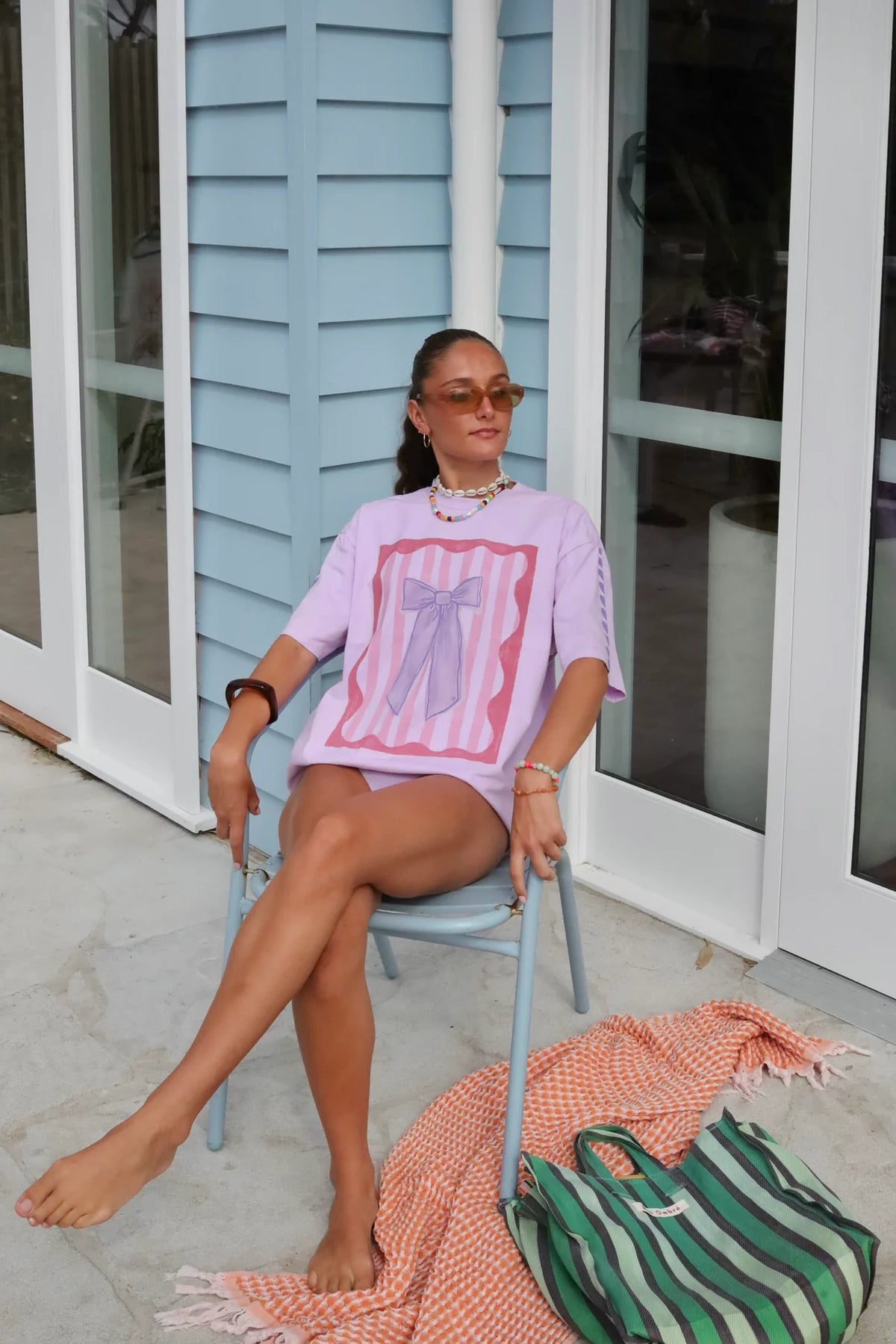 Amy Gibbs Bow & Heart Oversized Graphic Tee Shirt