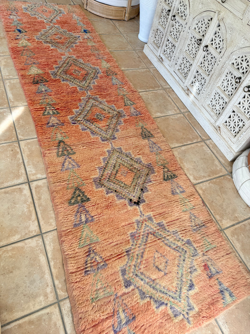 Moroccan Vintage Rug Runner  "Azteaka” 360 x 97