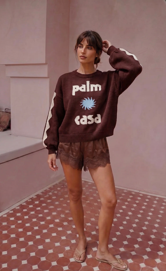 Knit Sweater - Palm Casa Brown
