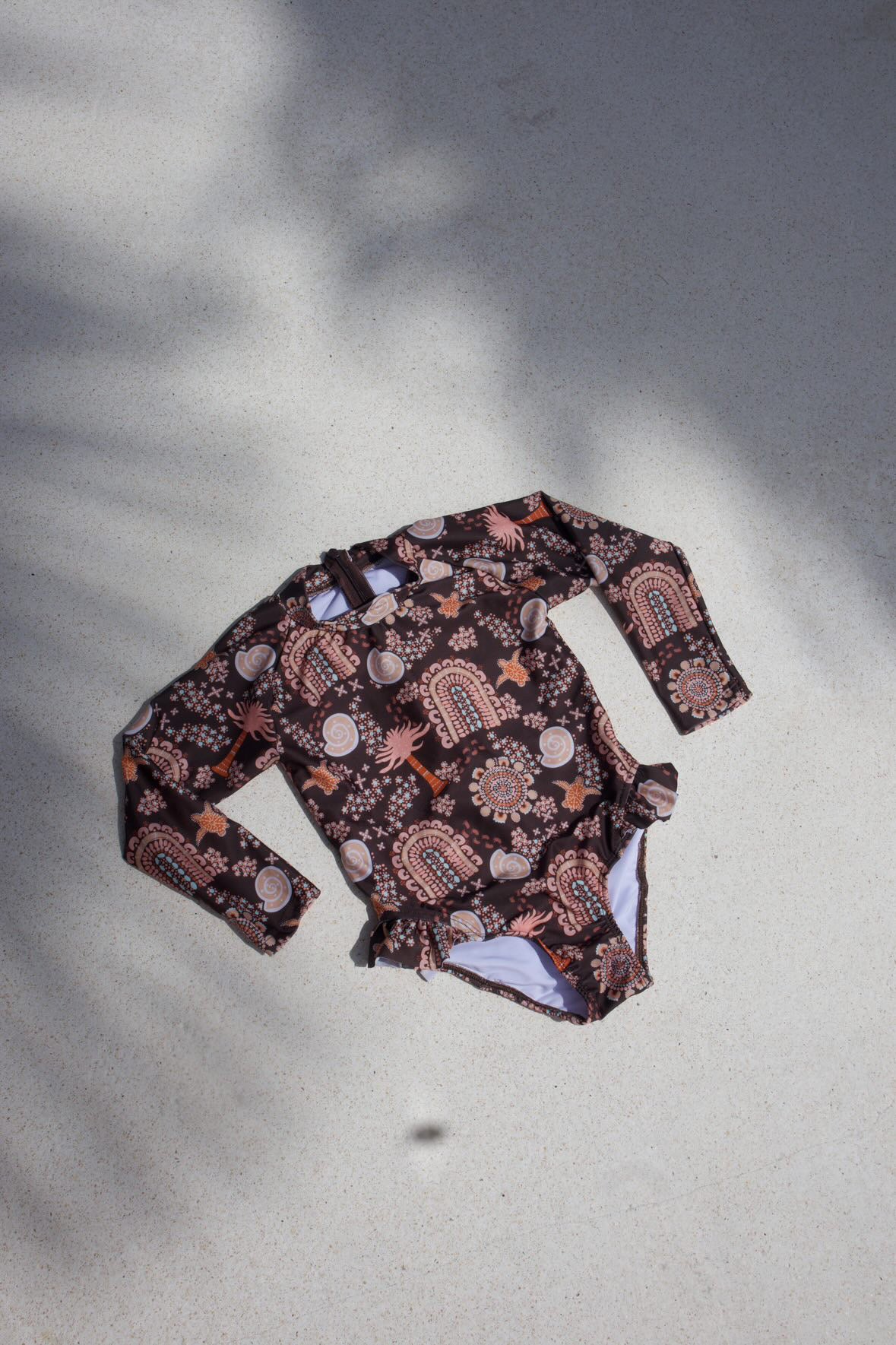 Salty Footprints Kids Swimwear - Long-sleeve Chocolate