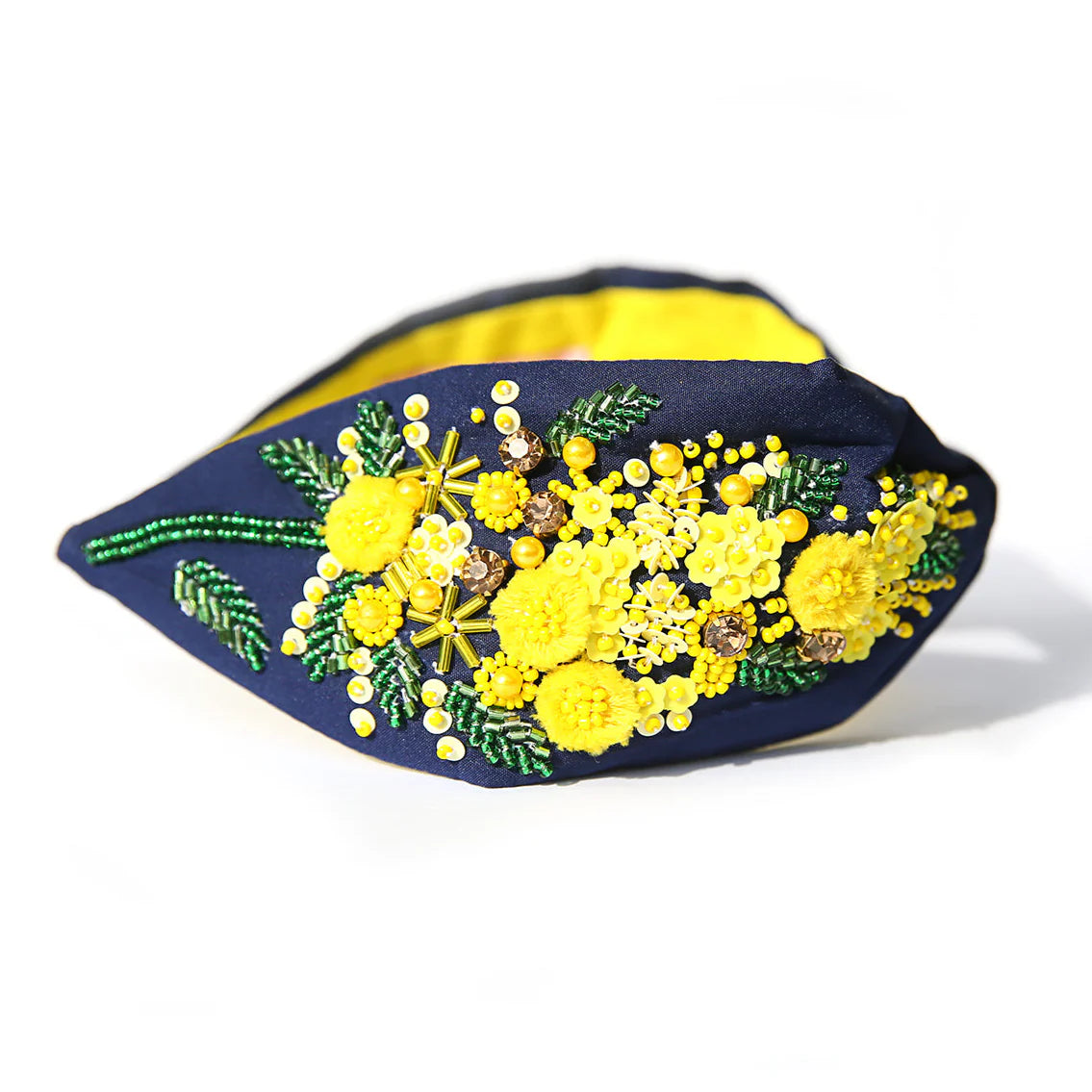 Beaded Headband Navy Wattle