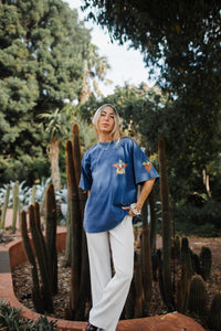Born To Be A Cowgirl Oversized Shirt Acid Wash