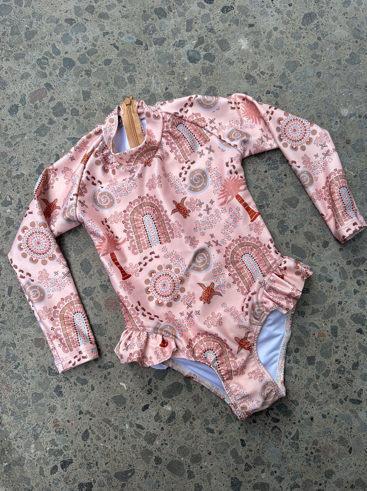 Salty Footprints Kids Swimwear - Long-sleeve Peach