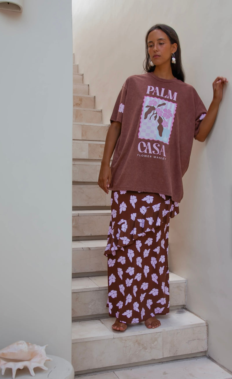 Flower Market Oversized Tee Brown