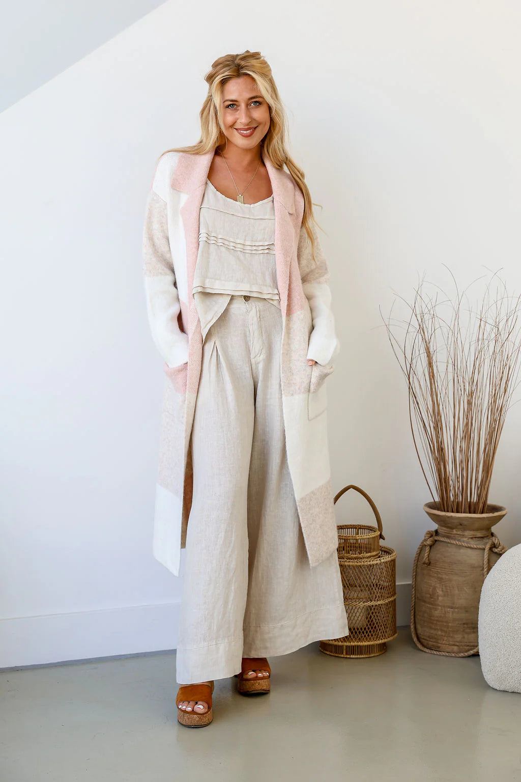 Camilla Knitted Cardigan - Natural Blush