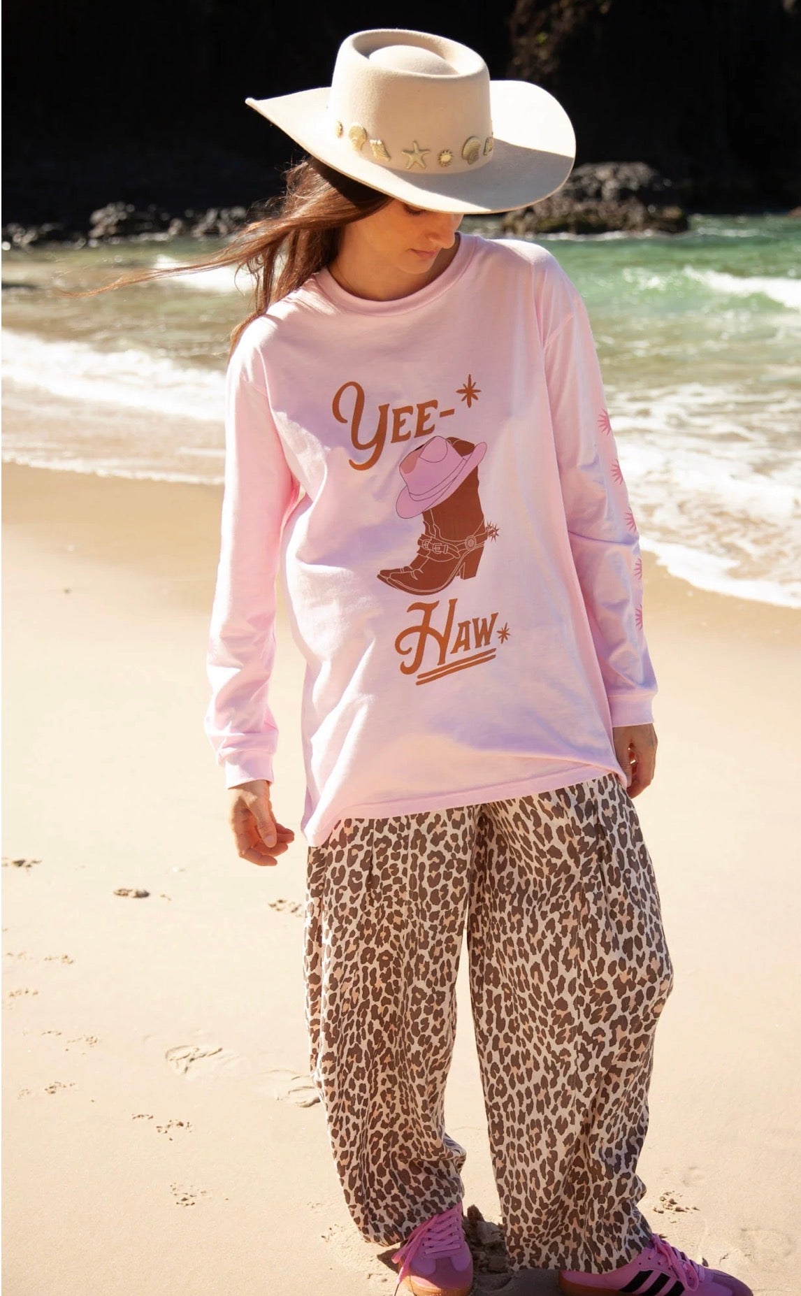 Yeehaw Long Sleeve Shirt Pink
