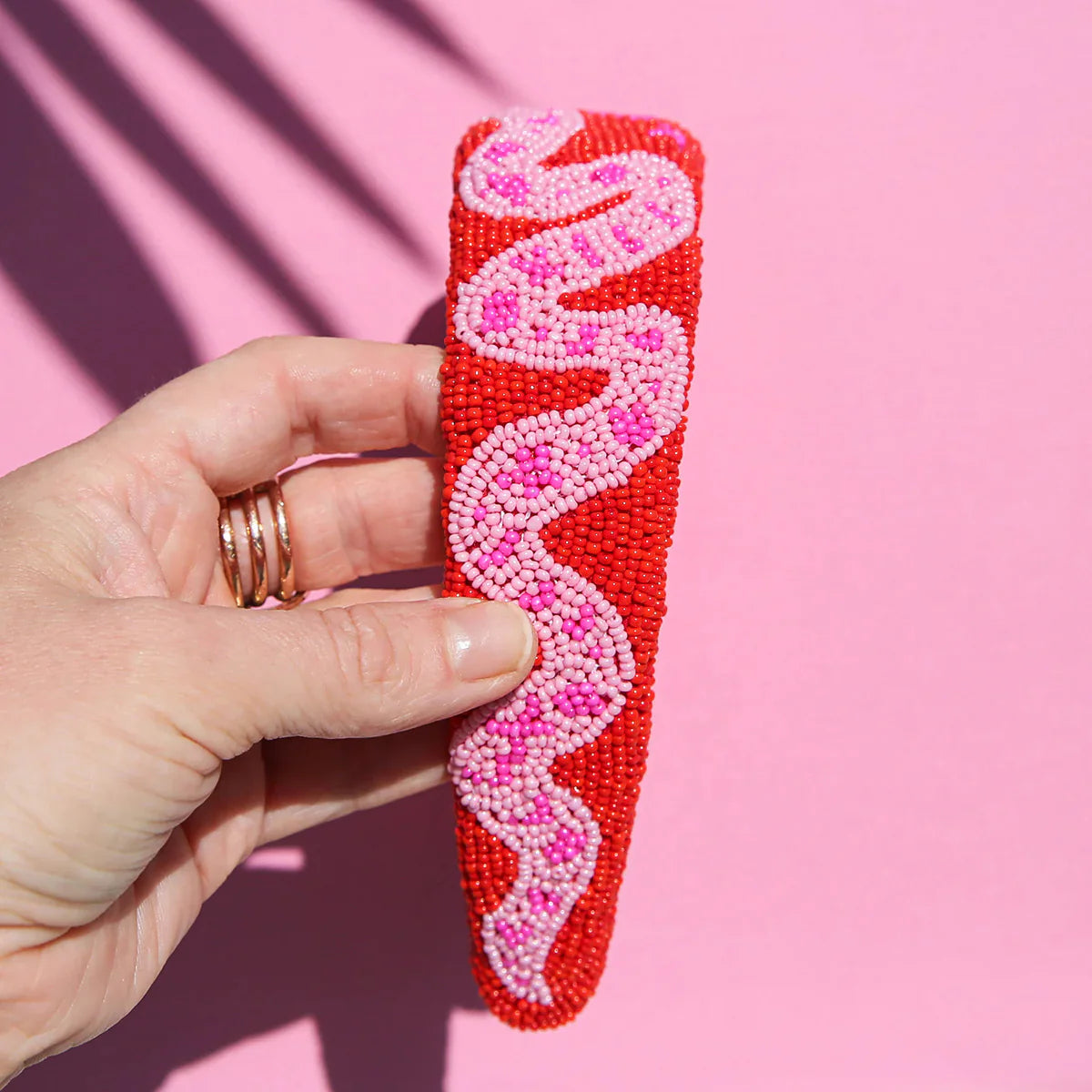 Beaded Headband Snake Pink