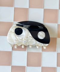 Hair Clip Claw Yin Yang Black Mini