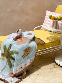 Tiffany Striped Metal Platter on Stand