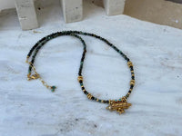 Gold Plated Taweez Protection Necklace Turquoise Bead Talisman Pendant