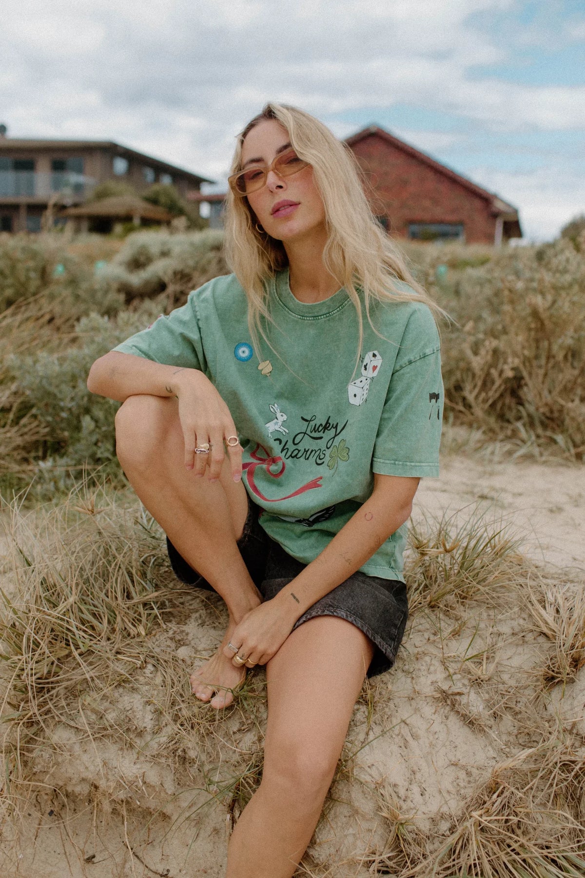 Lucky Charm Oversized Shirt Acid Wash Green