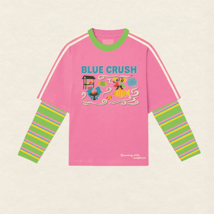 Blue Crush Layered Long Sleeve Pink/Green Adults