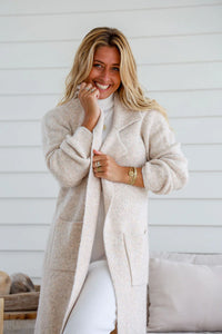 Willow Knitted Long Cardigan - Marble White