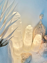 Moroccan Selenite Crystal Tower Lamps