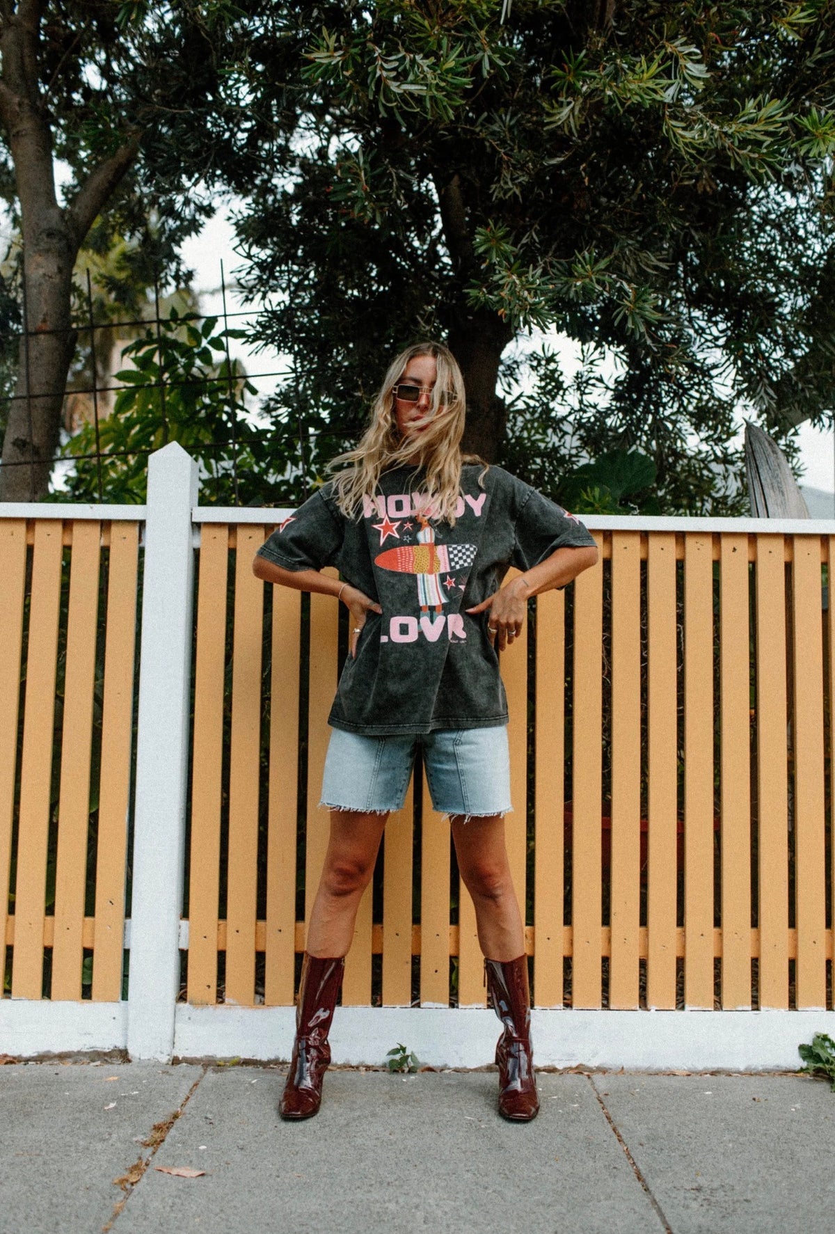 Howdy Lover Oversized Shirt Acid Wash Black