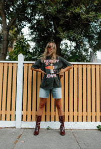 Howdy Lover Oversized Shirt Acid Wash Black