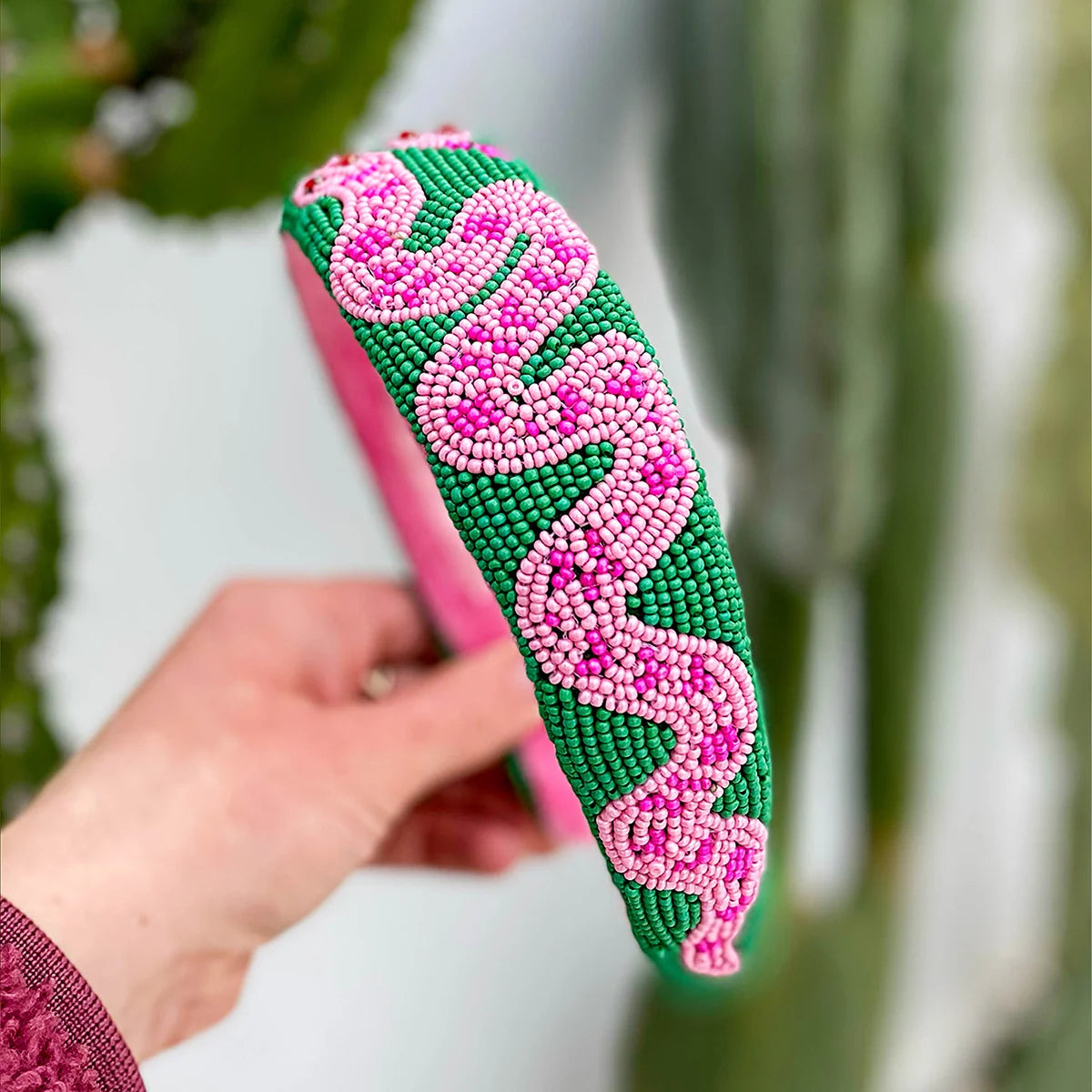 Beaded Headband Snake Green