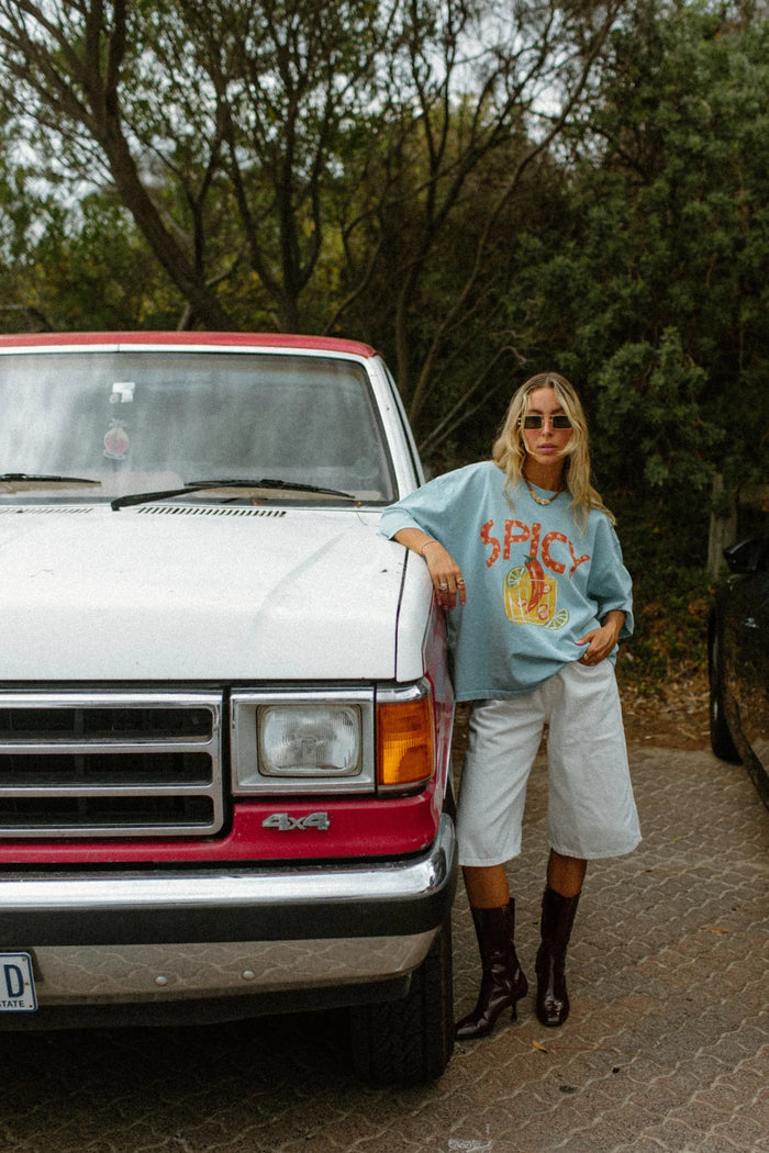 Spicy Marg Boxy Tee Shirt Blue