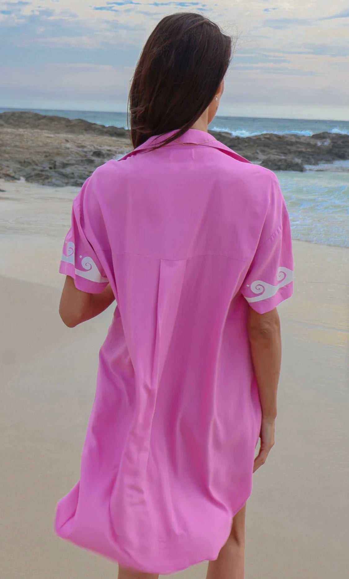 Ocean Club Shirt Dress Pink