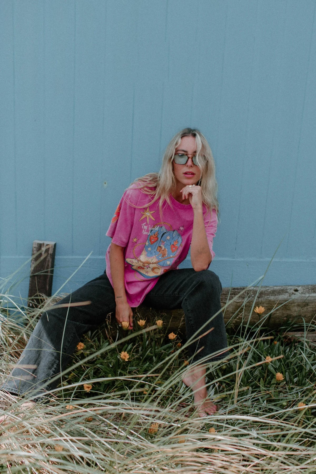 The World Needs More Cowgirls Oversized Shirt Acid Wash Pink