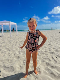 Salty Footprints Kids Swimwear -Tie Up Chocolate