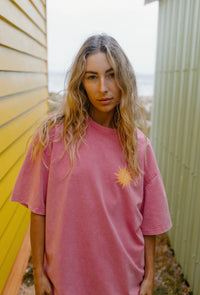 Le Soleil Oversized Shirt Acid Wash Pink