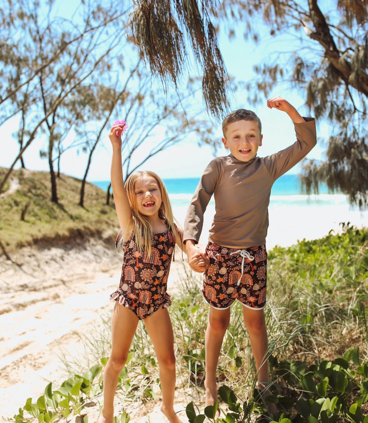 Salty Footprints Kids Swimwear -Tie Up Chocolate