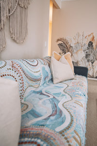 Indigenous Throw Blue Ocean By Natalie Jade