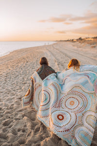 Indigenous Throw Blue Ocean By Natalie Jade