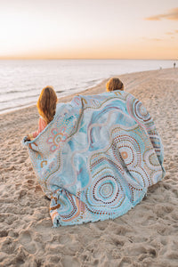 Indigenous Throw Blue Ocean By Natalie Jade