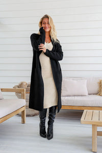 Willow Knitted Long Cardigan - Black