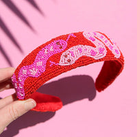 Beaded Headband Snake Pink