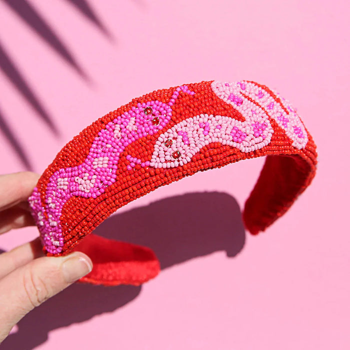 Beaded Headband Snake Pink