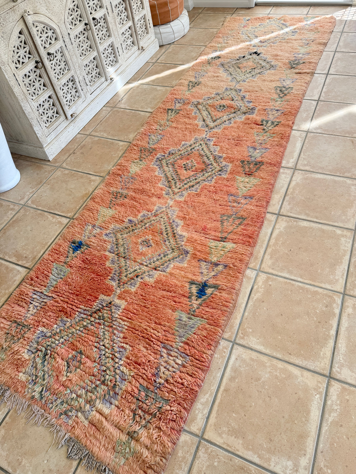 Moroccan Vintage Rug Runner  "Azteaka” 360 x 97